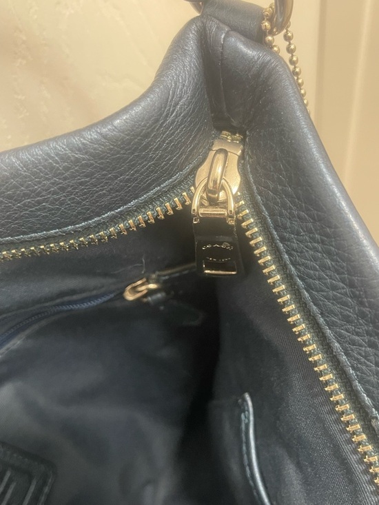 Coach Pebbled Leather Shoulder Bag in Navy Blue - Picture 8 of 8